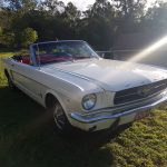 White 1965 Mustang convertible front three quarter